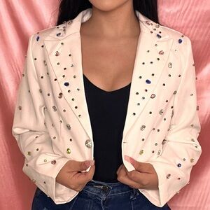 White Blazer with Colorful Beading